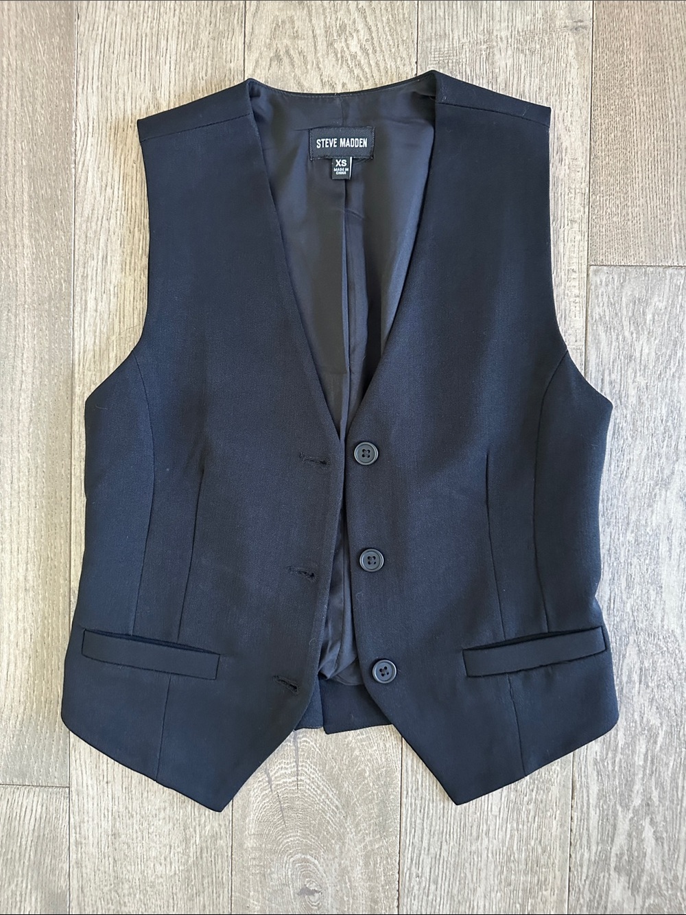 Steve Madden Black Dress Vest - Classic Three-Button Waistcoat